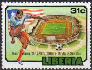 Liberia 1988 Opening of the Samuel Kanyon Doe Sports Complex Stamp Liberia 1988 Opening of the Samuel Kanyon Doe Sports Complex Stamp